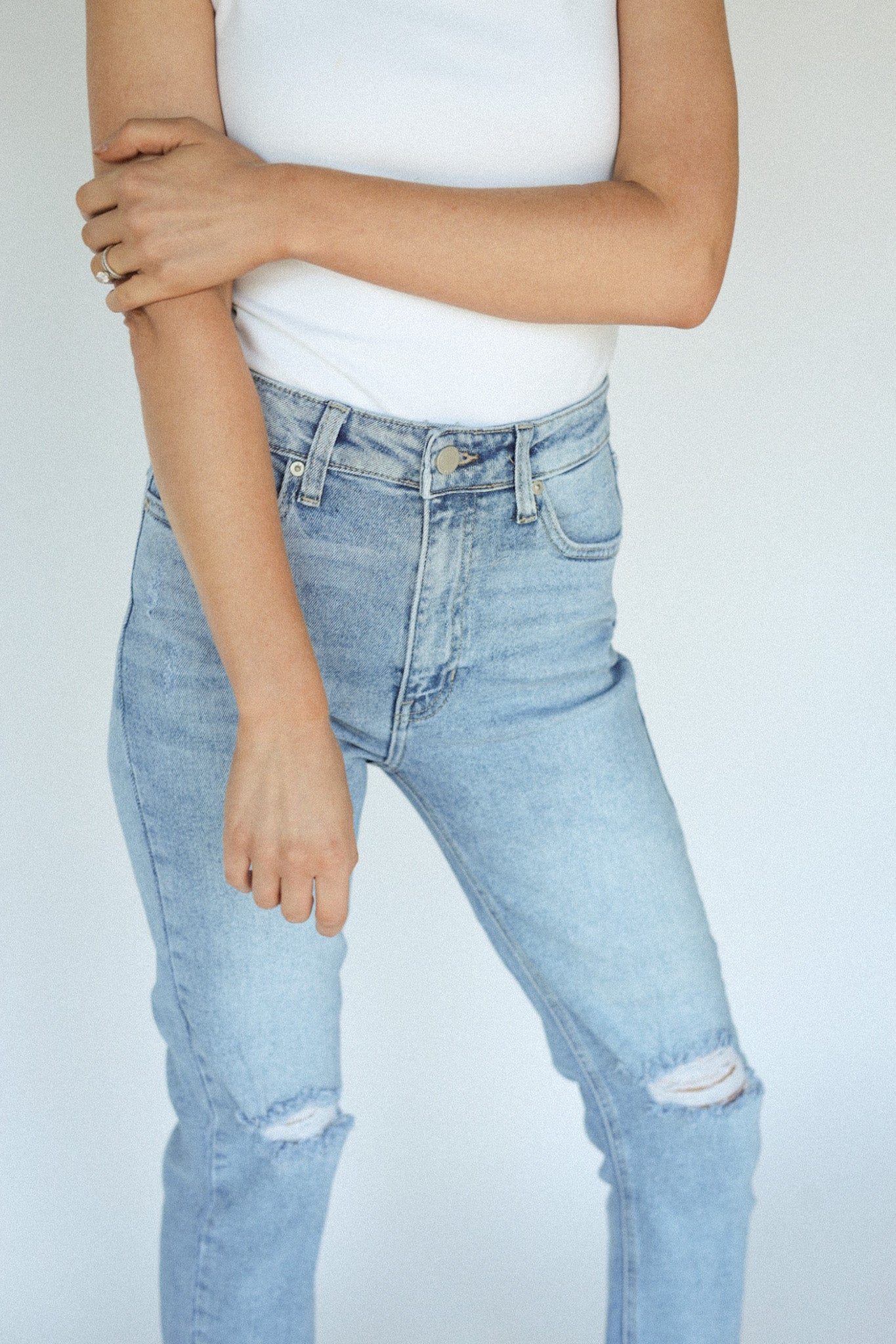 The Lauren Distressed Slim Fit Denim