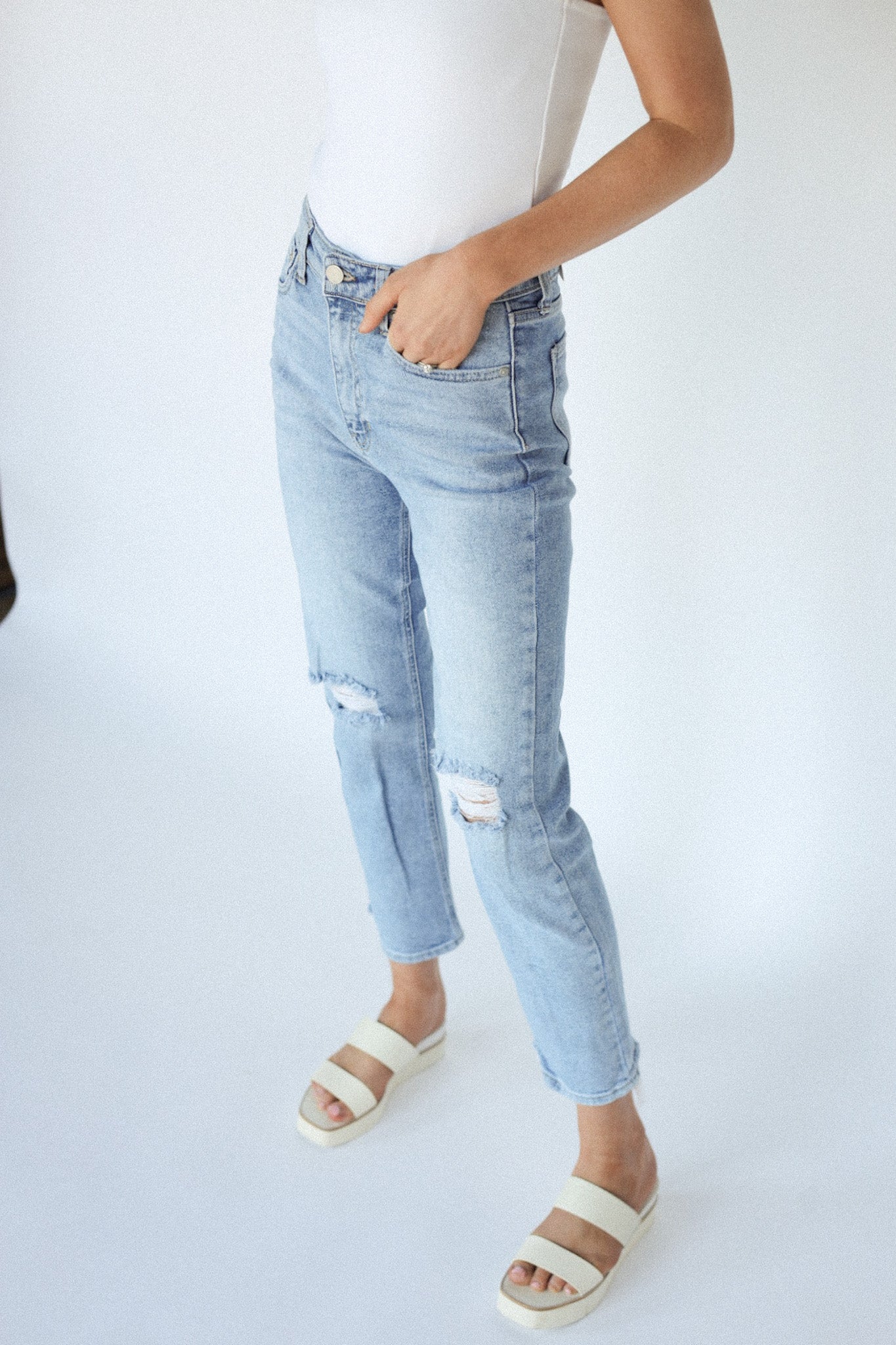 The Lauren Distressed Slim Fit Denim