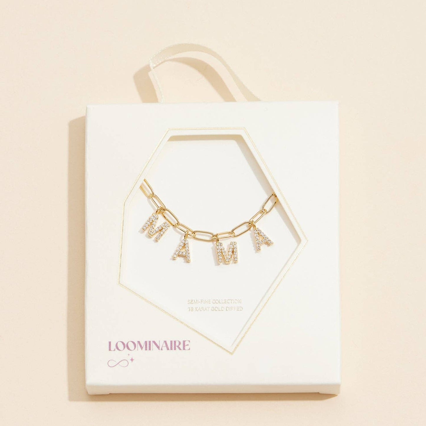 "MAMA" Cubic Zirconia 18K Gold Necklace
