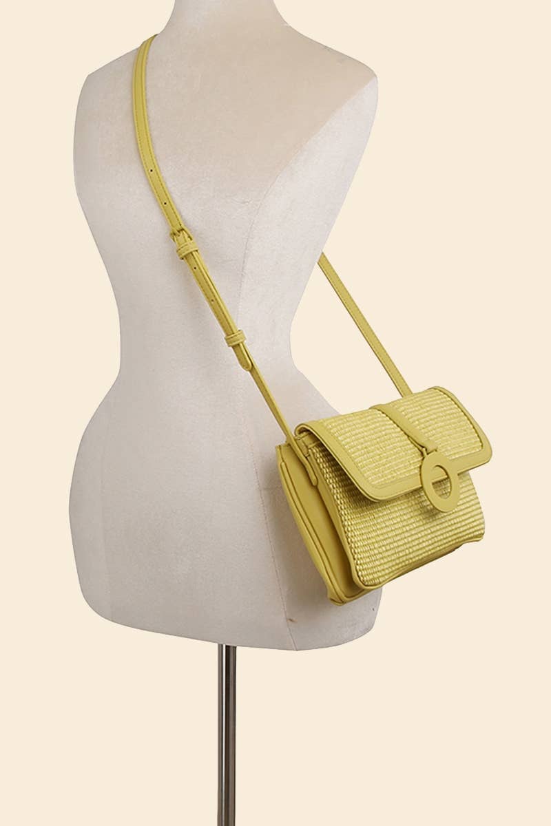 Straw Flap Crossbody Bag