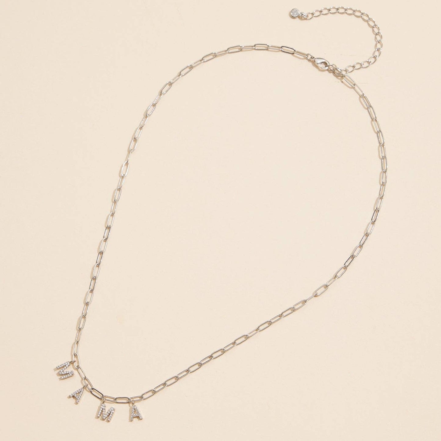 "MAMA" Cubic Zirconia 18K Gold Necklace
