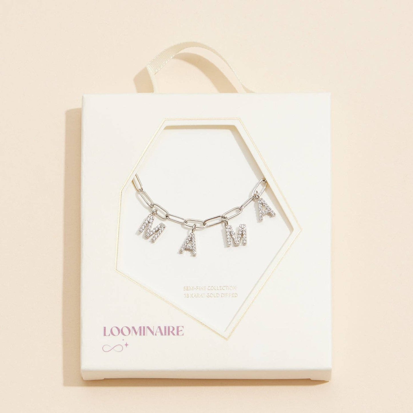 "MAMA" Cubic Zirconia 18K Gold Necklace