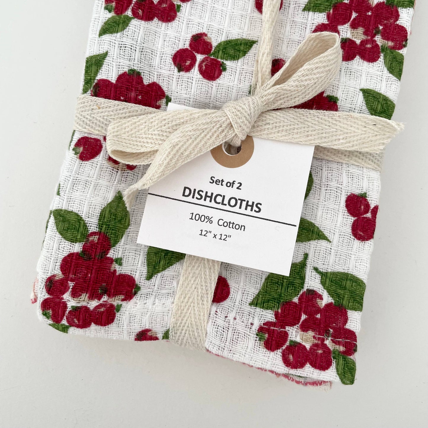 100% cotton dishcloths - set of 2 (cranberry)