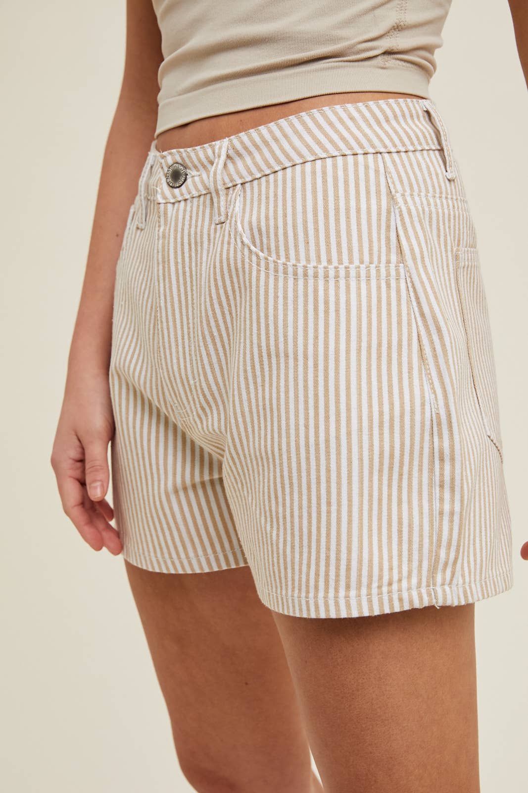 STRIPED DENIM SHORTS