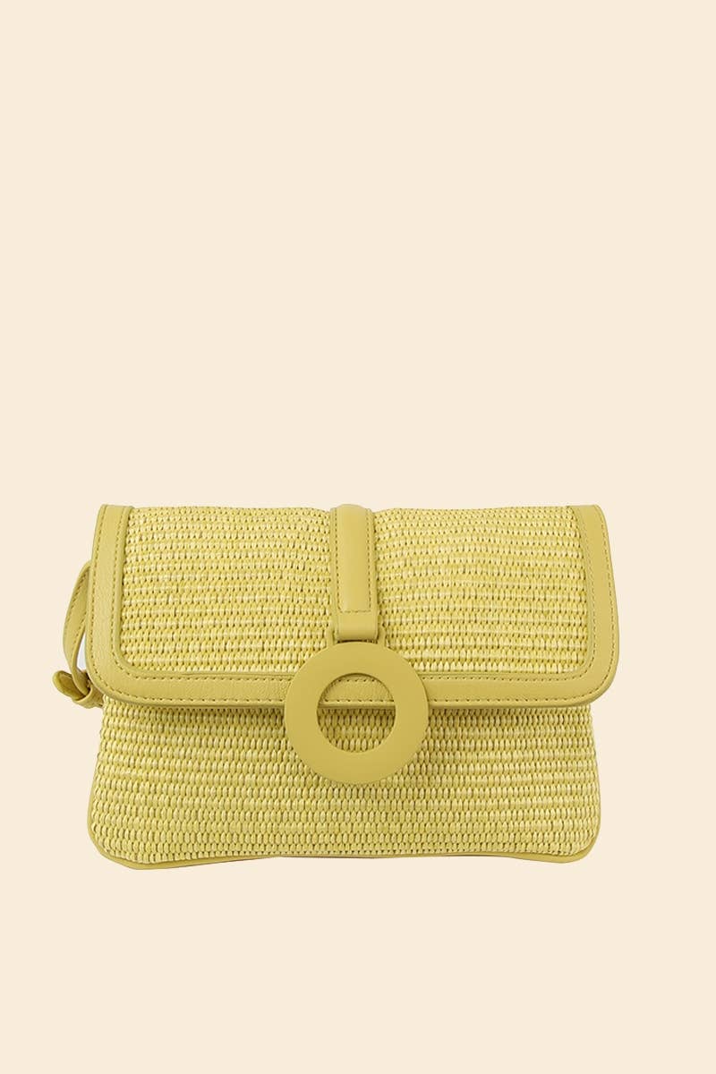 Straw Flap Crossbody Bag