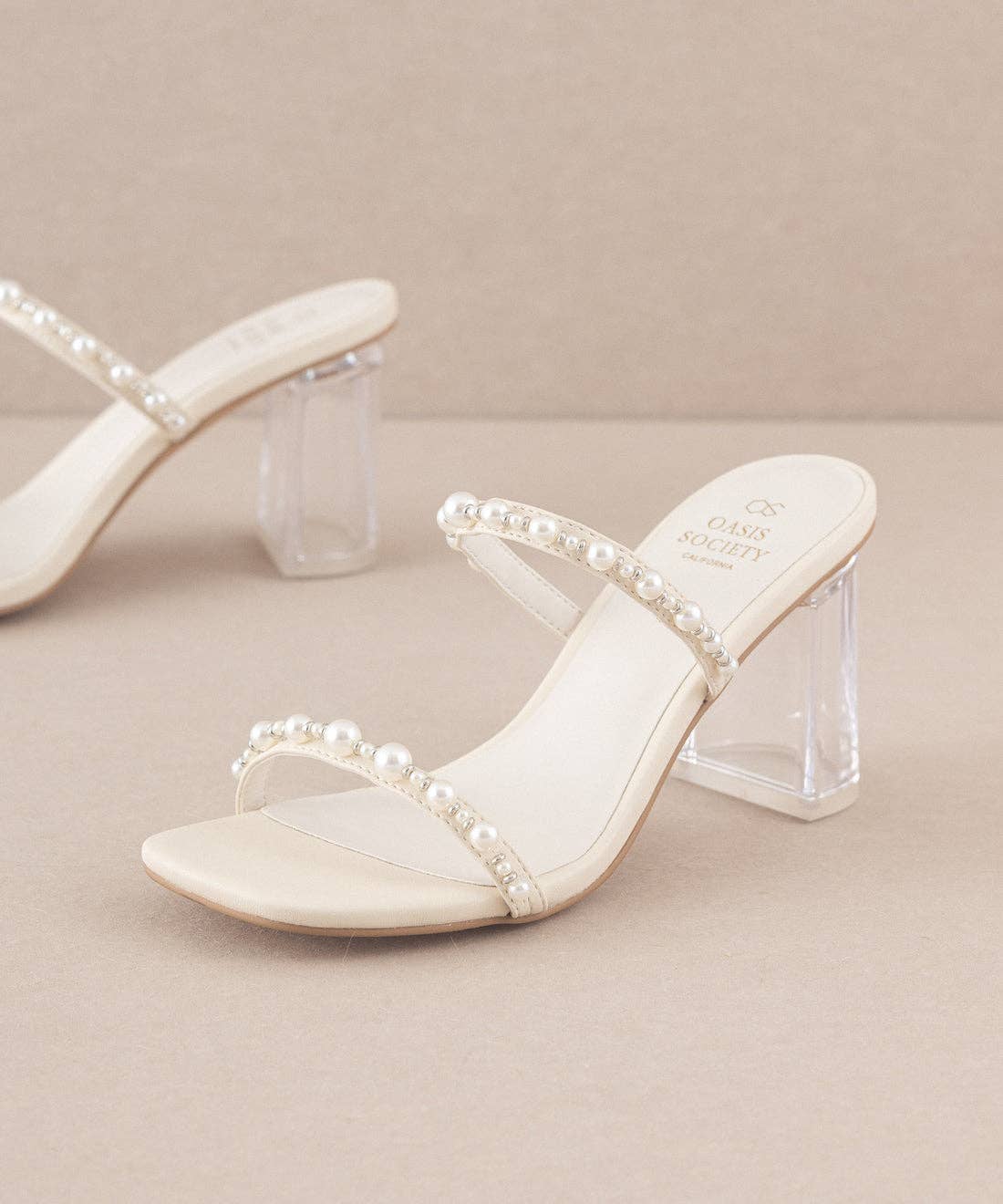 The Mae Beige | Strappy Pearl Heel