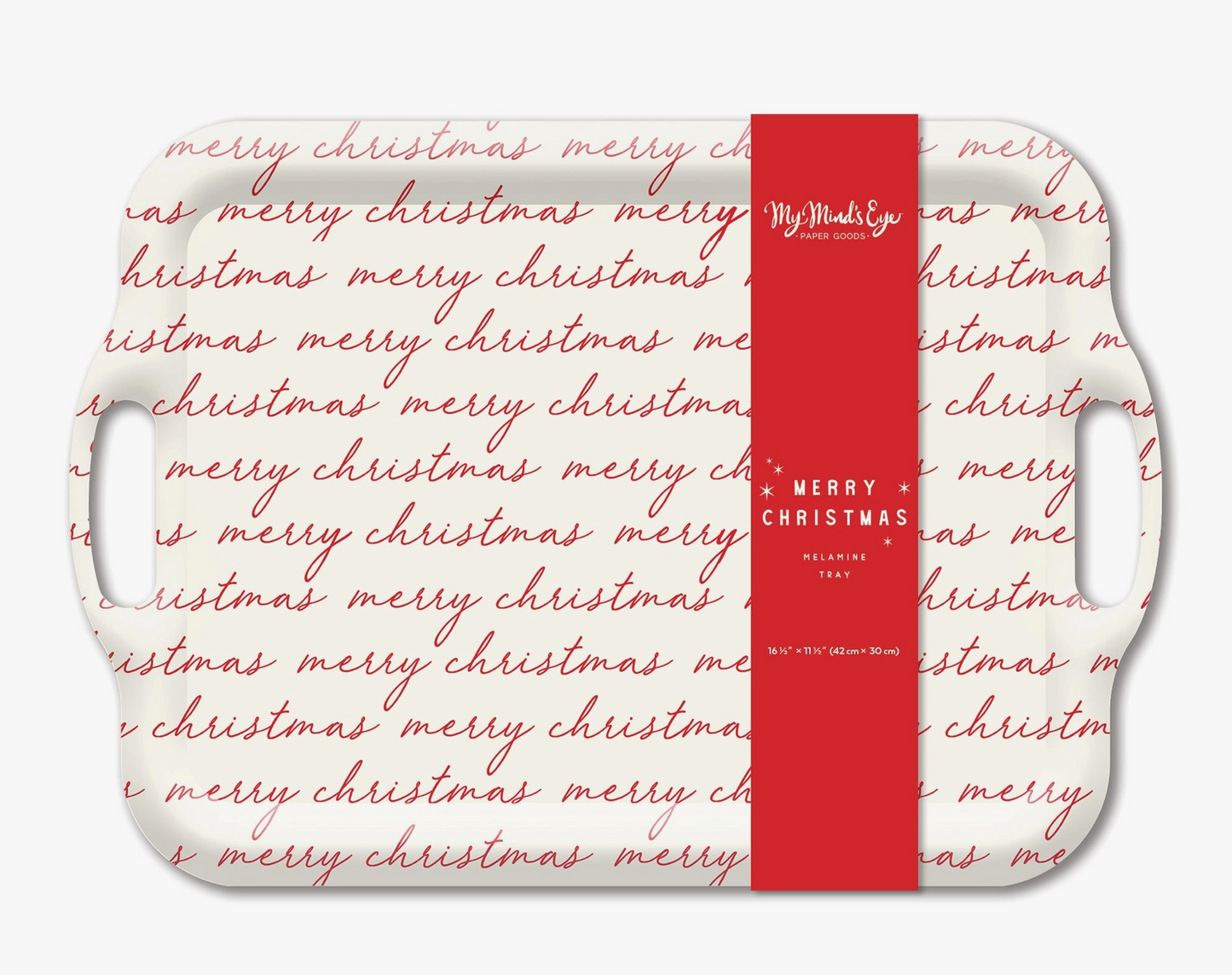 Believe Merry Christmas Script Melamine Tray