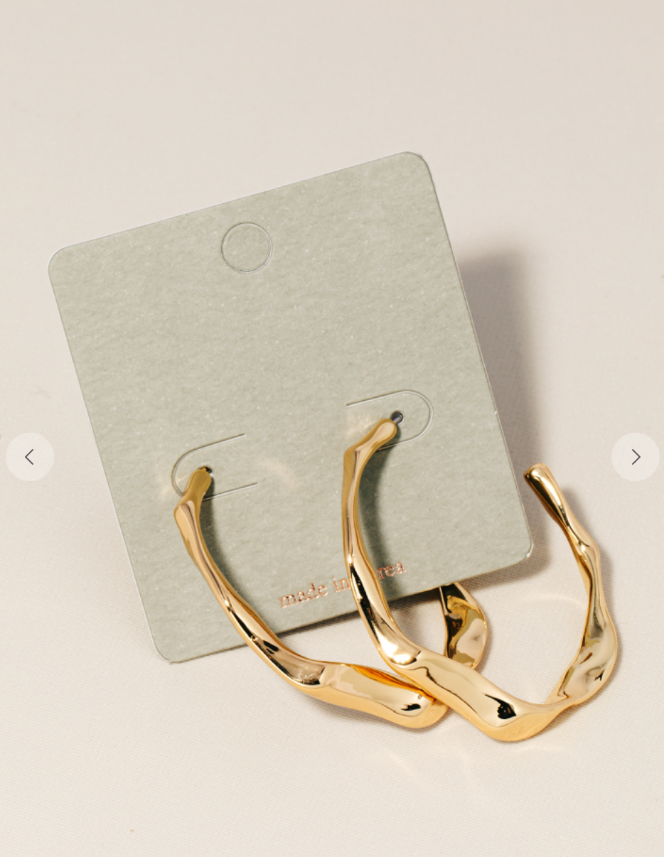 Hammered Warped Hoop Earrings