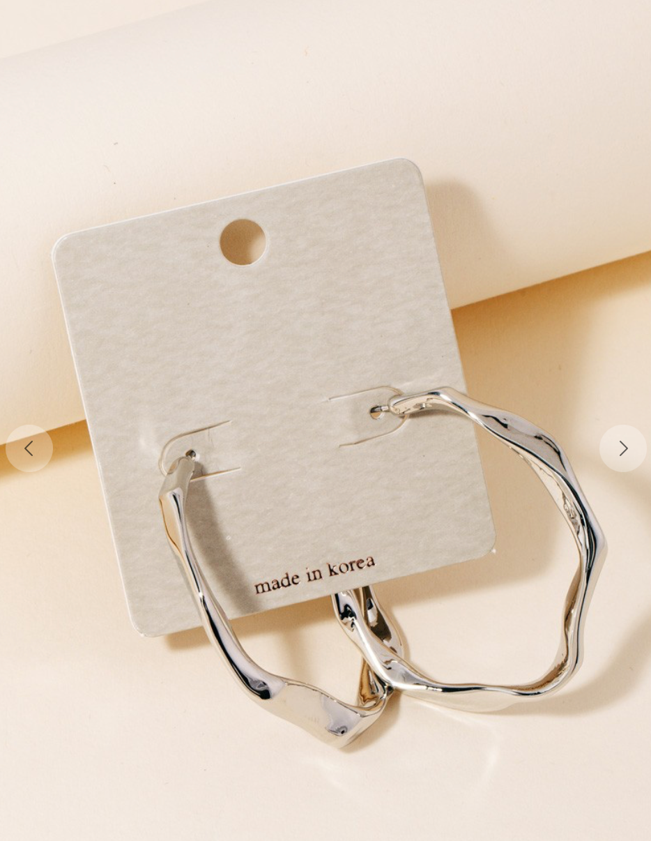 Hammered Warped Hoop Earrings