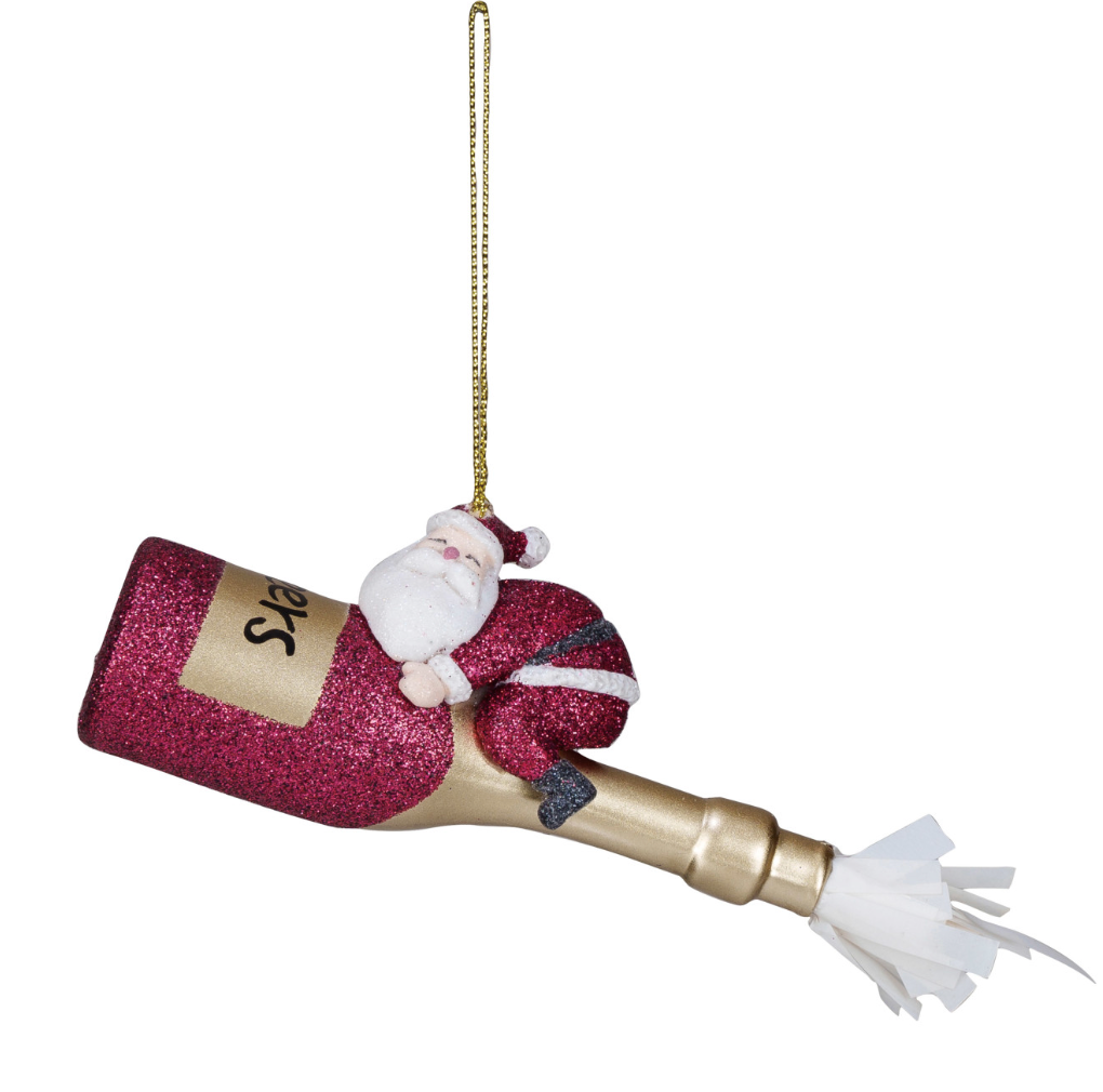 Santa & Champagne Ornament