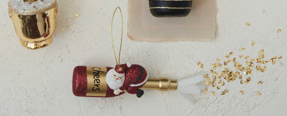 Santa & Champagne Ornament