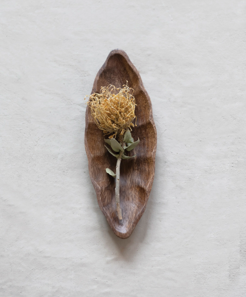 Acacia Wood Leaf Shaped Dish