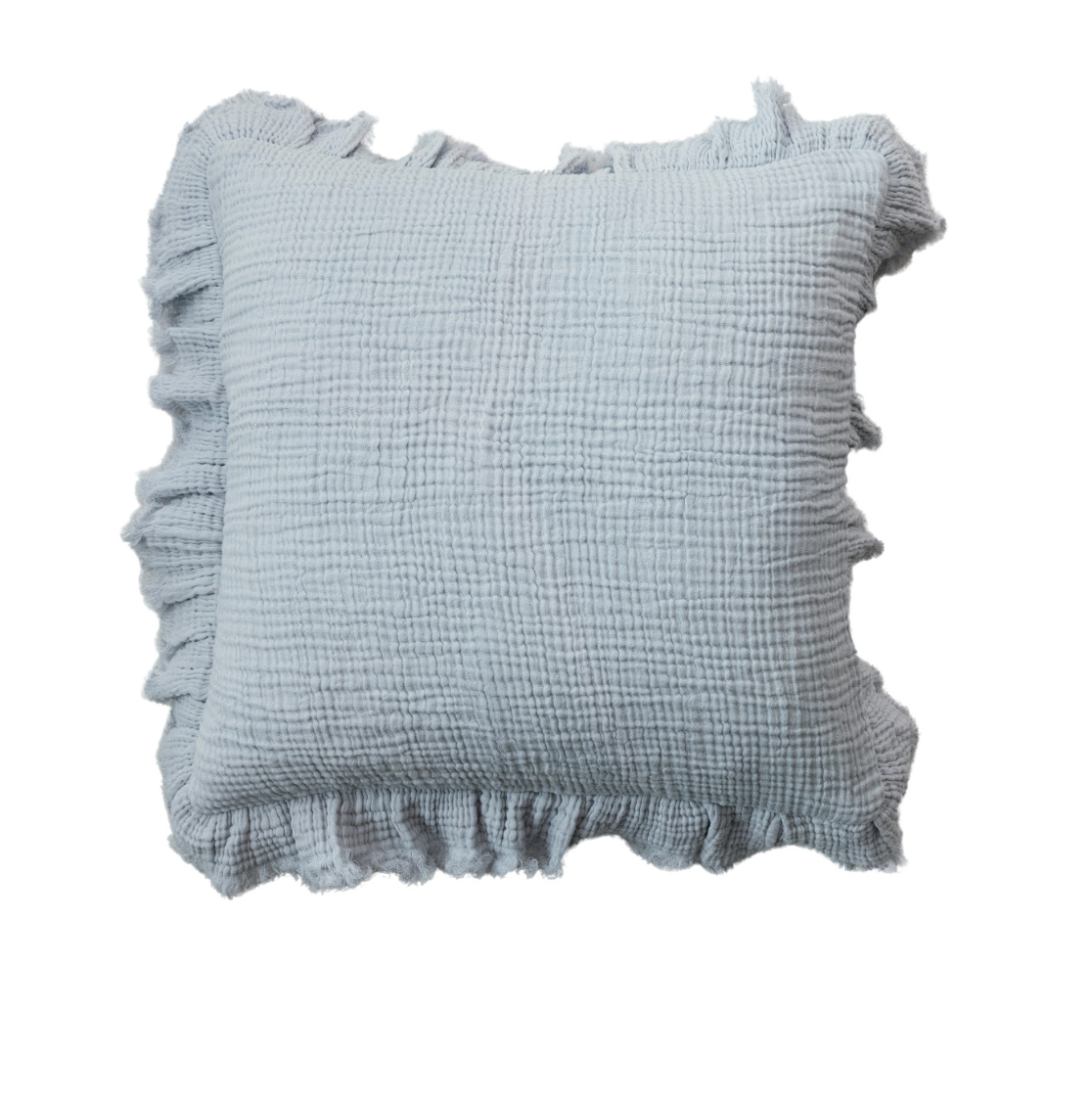 20" Square Cotton Double Cloth Pillow w/ Ruffled Edge