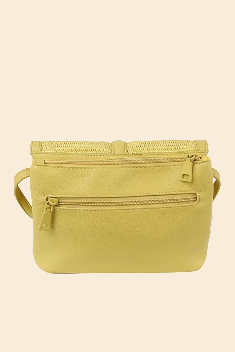 Straw Flap Crossbody Bag