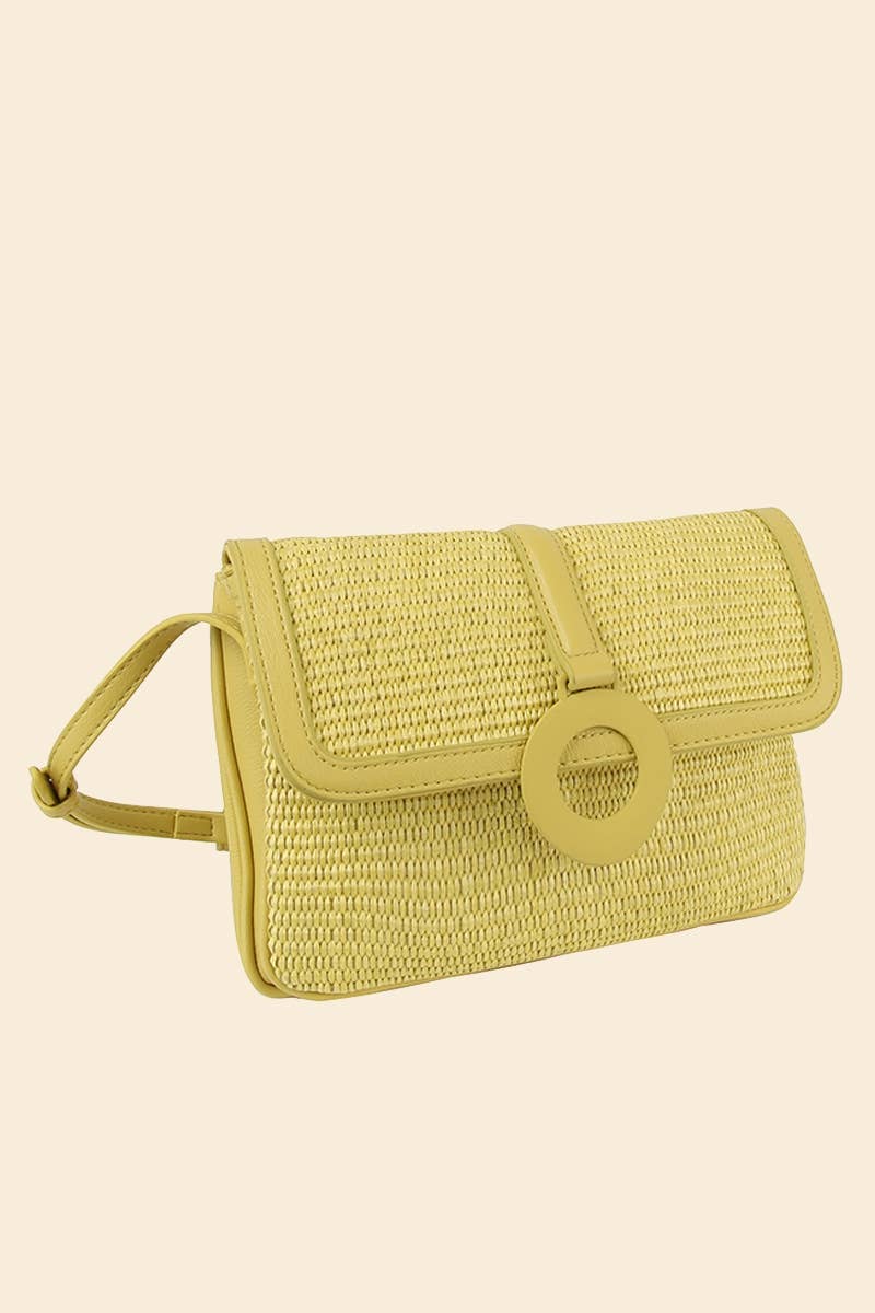 Straw Flap Crossbody Bag