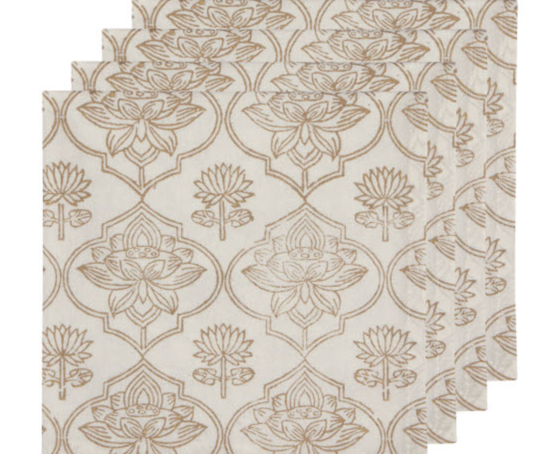 Block Print Lotus Napkins