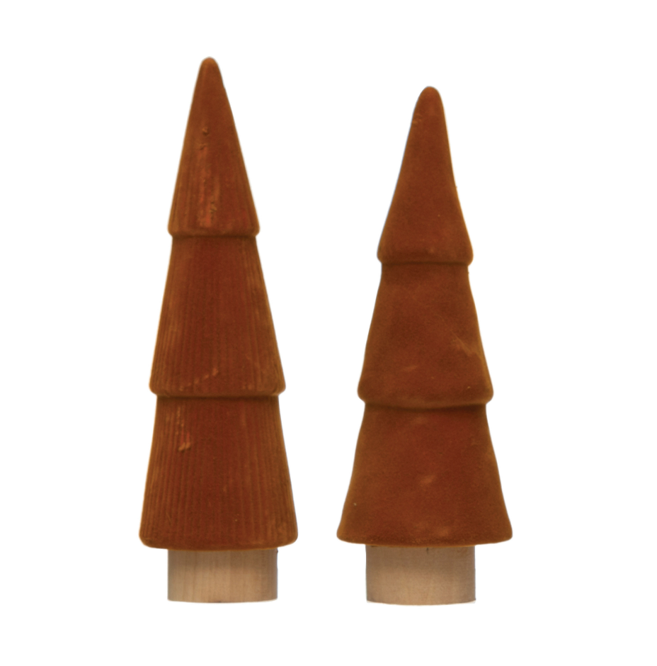 Brown Flocked Stoneware Tree