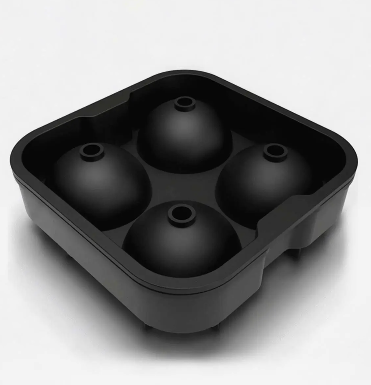 Black Silicone Spherical 4 Round Ball Ice Tray