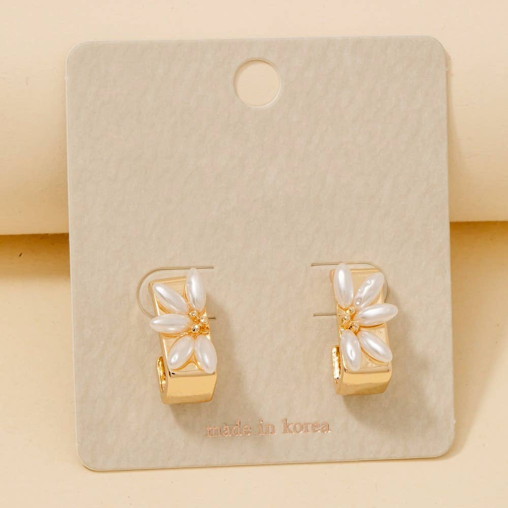 Half Flower Hoop Earrings