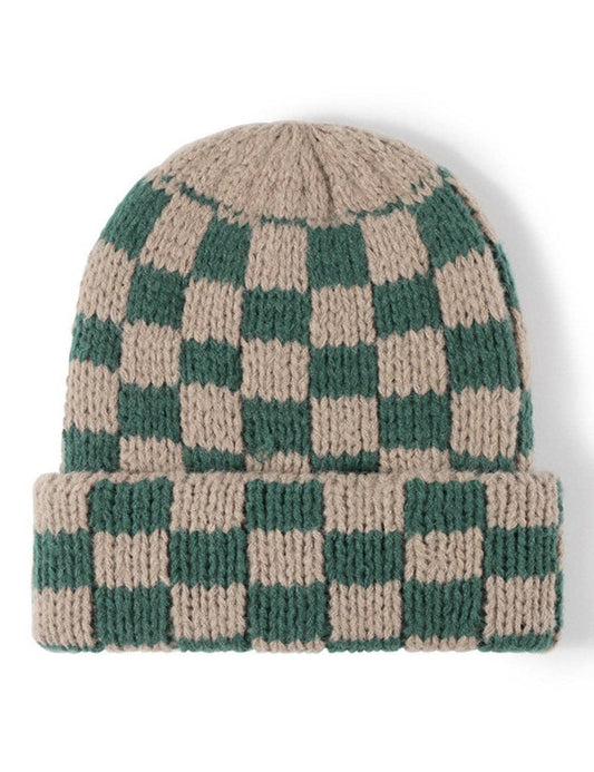 Plaid Contrast Beanie