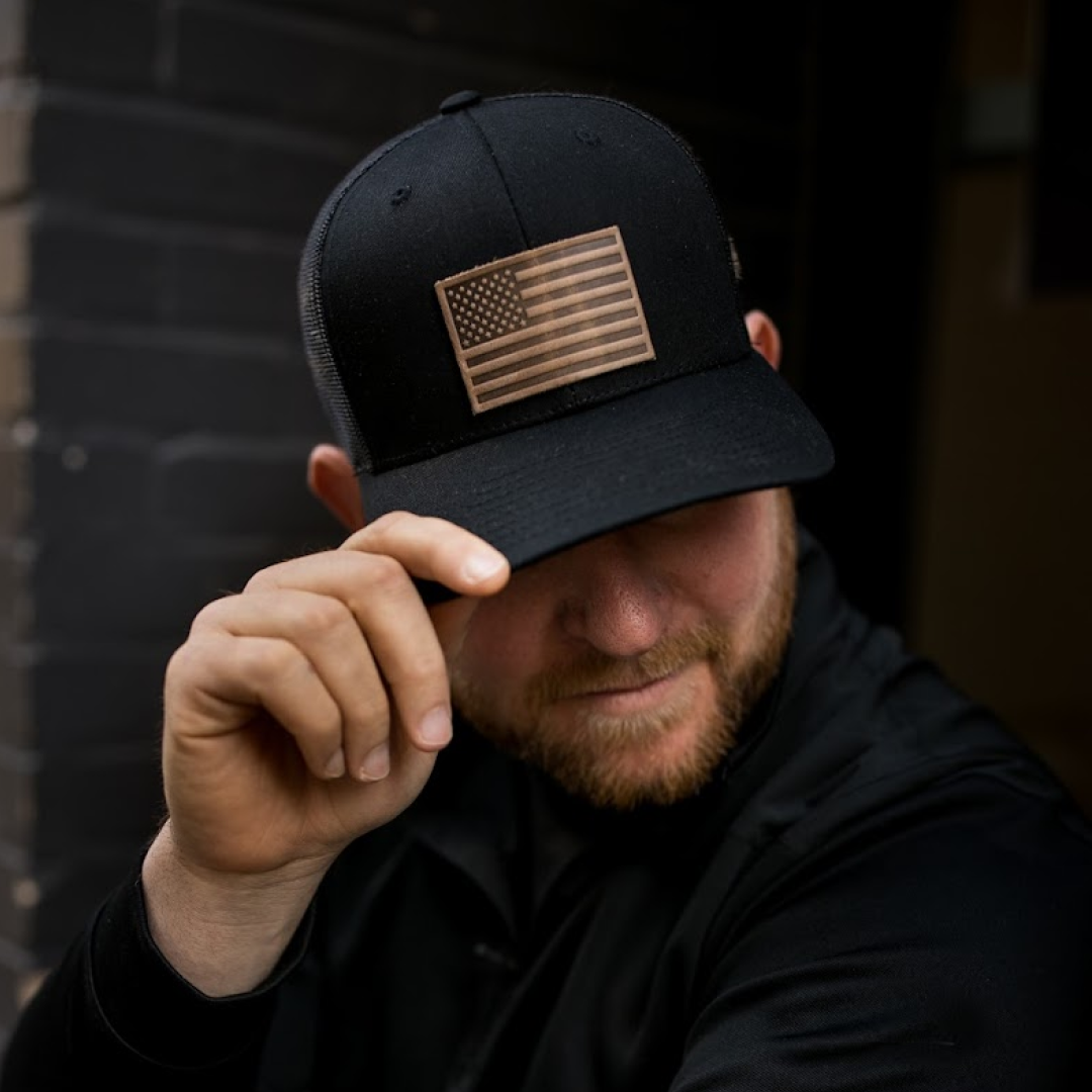American Flag Hat | Leather Patch Snapback