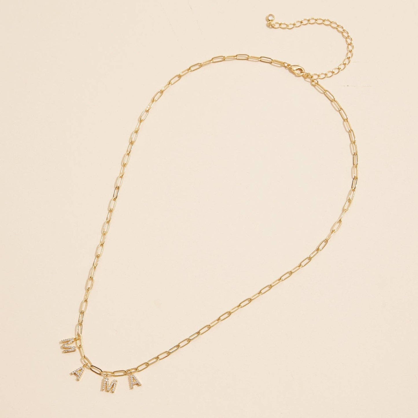 "MAMA"  Cubic Zirconia 18K Gold Necklace