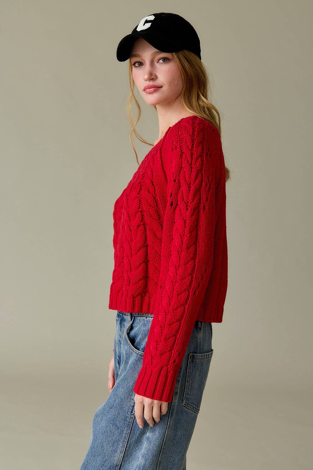 Leah Loose Fit Cable Knit Sweater