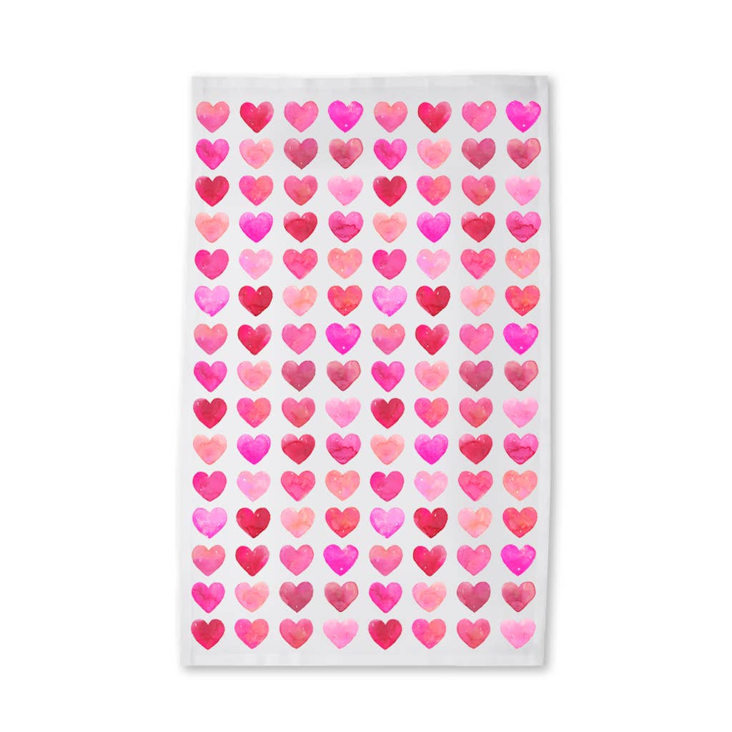 Valentine's Pink & Red Hearts  Kitchen Tea Towel