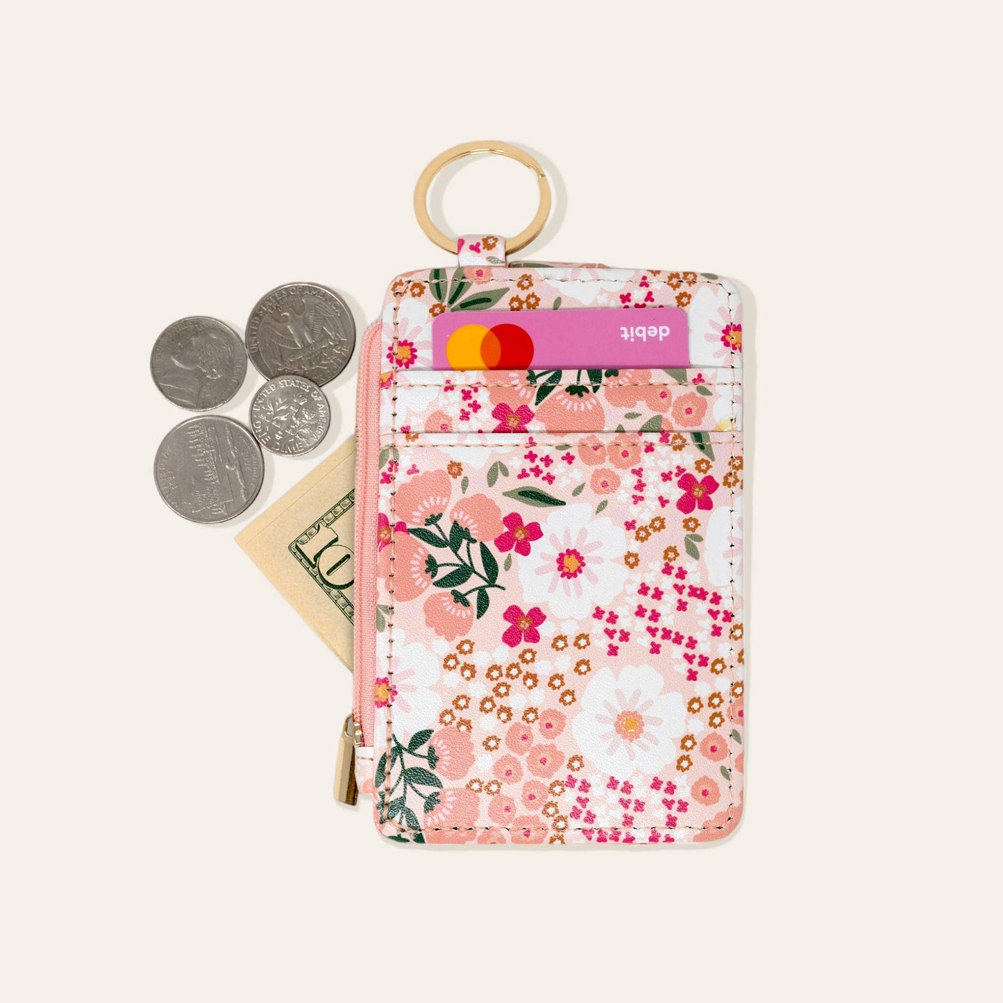 Sweet Meadow Keychain Card Wallet - Pink