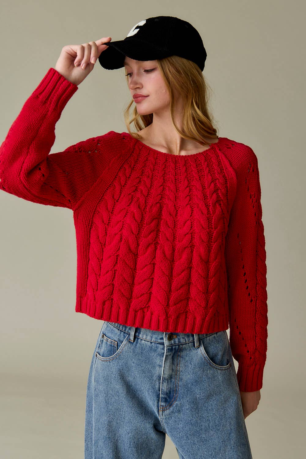 Leah Loose Fit Cable Knit Sweater