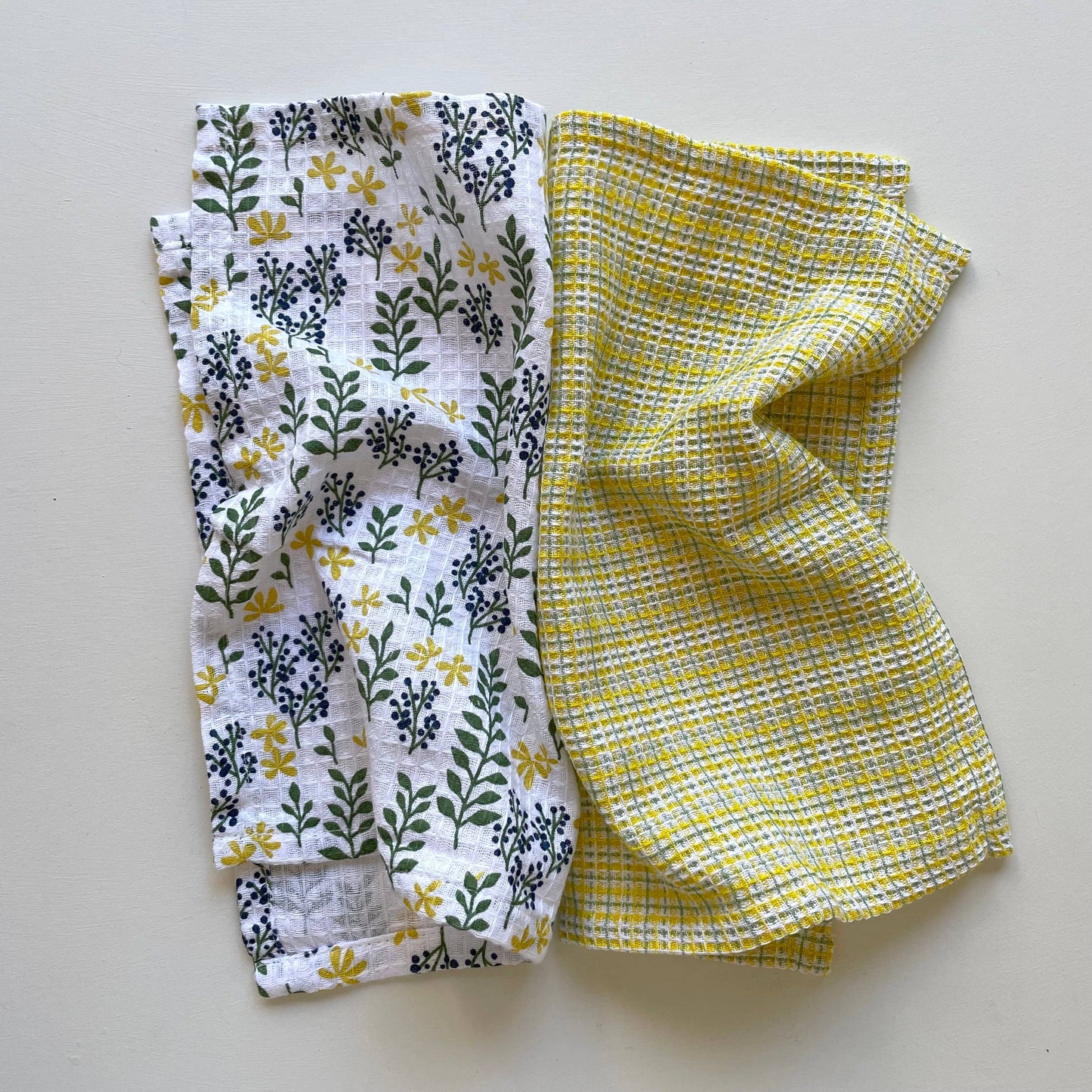 100% cotton dishcloths - set of 2 (green/yellow)