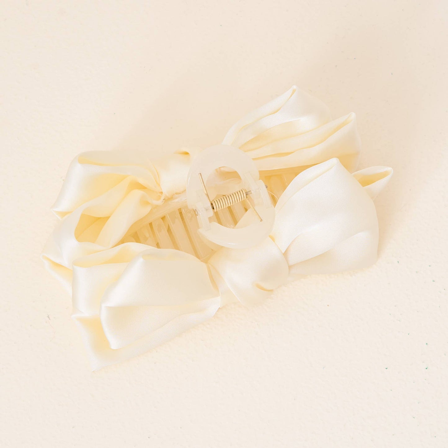 Satin Bow Claw Clip- Cream