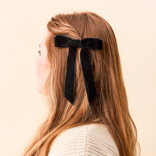 Velvet Hair Bow- Black