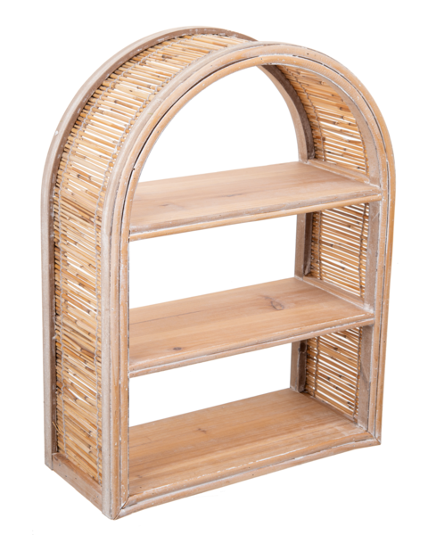 Arch Wall Shelf with Rattan Accent