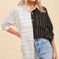 Striped Long Color Block Button Up