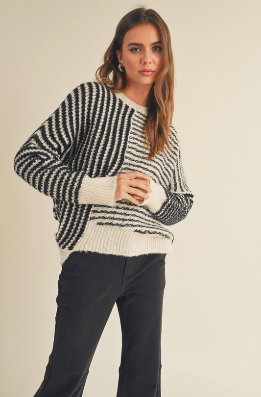 Black and White Asymmetric Sweater