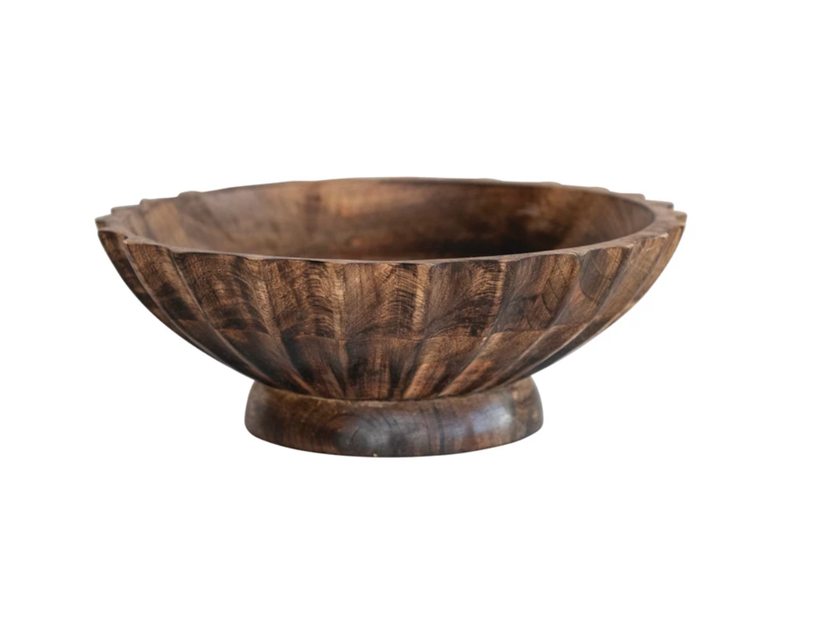 Mango Wood Footed Bowl