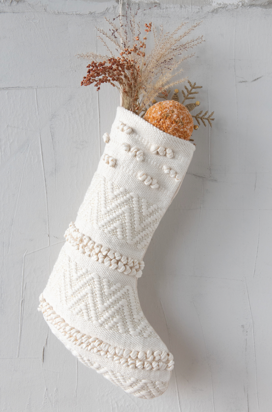 Woven Cotton Blend Christmas Stocking