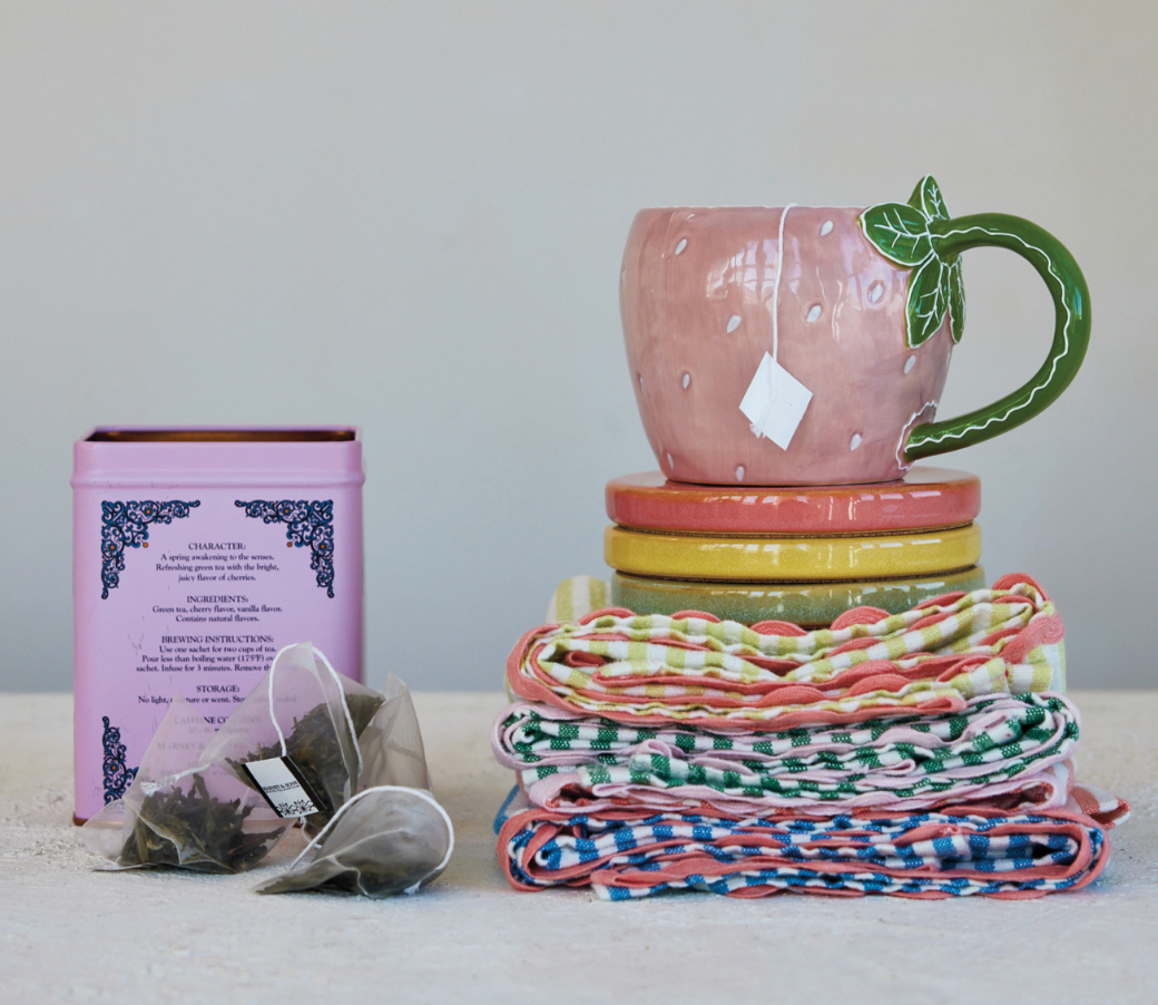 12 oz. Hand-Painted Stoneware Strawberry Shaped Mug