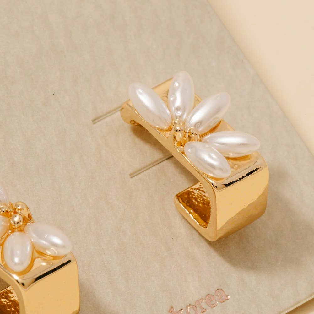 Half Flower Hoop Earrings