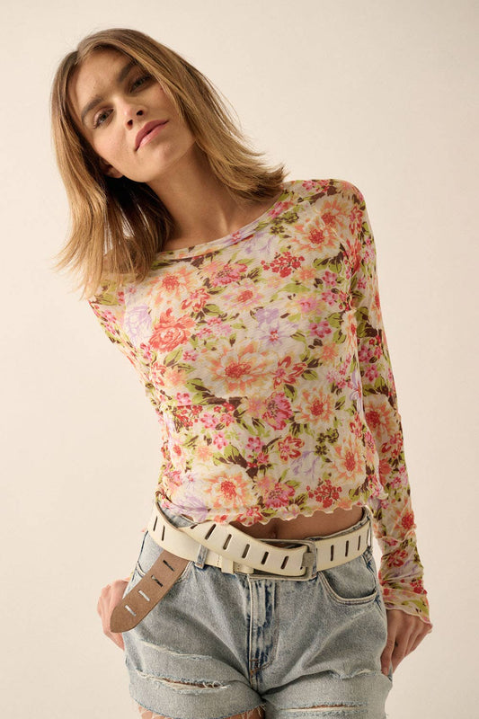 Floral Mesh Top