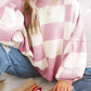 Khaki Plaid Bishop Sleeve Pullover Sweater