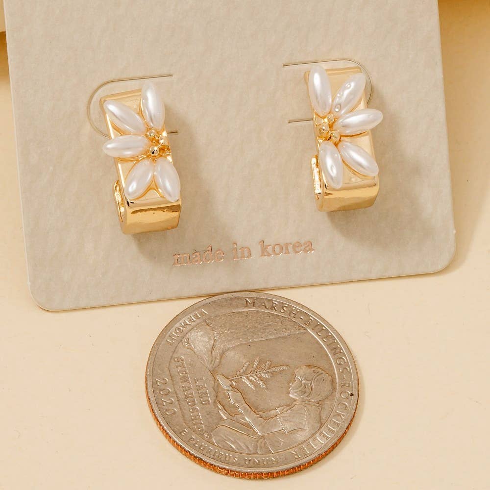 Half Flower Hoop Earrings