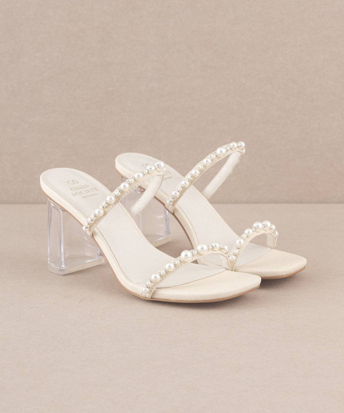 The Mae Beige | Strappy Pearl Heel
