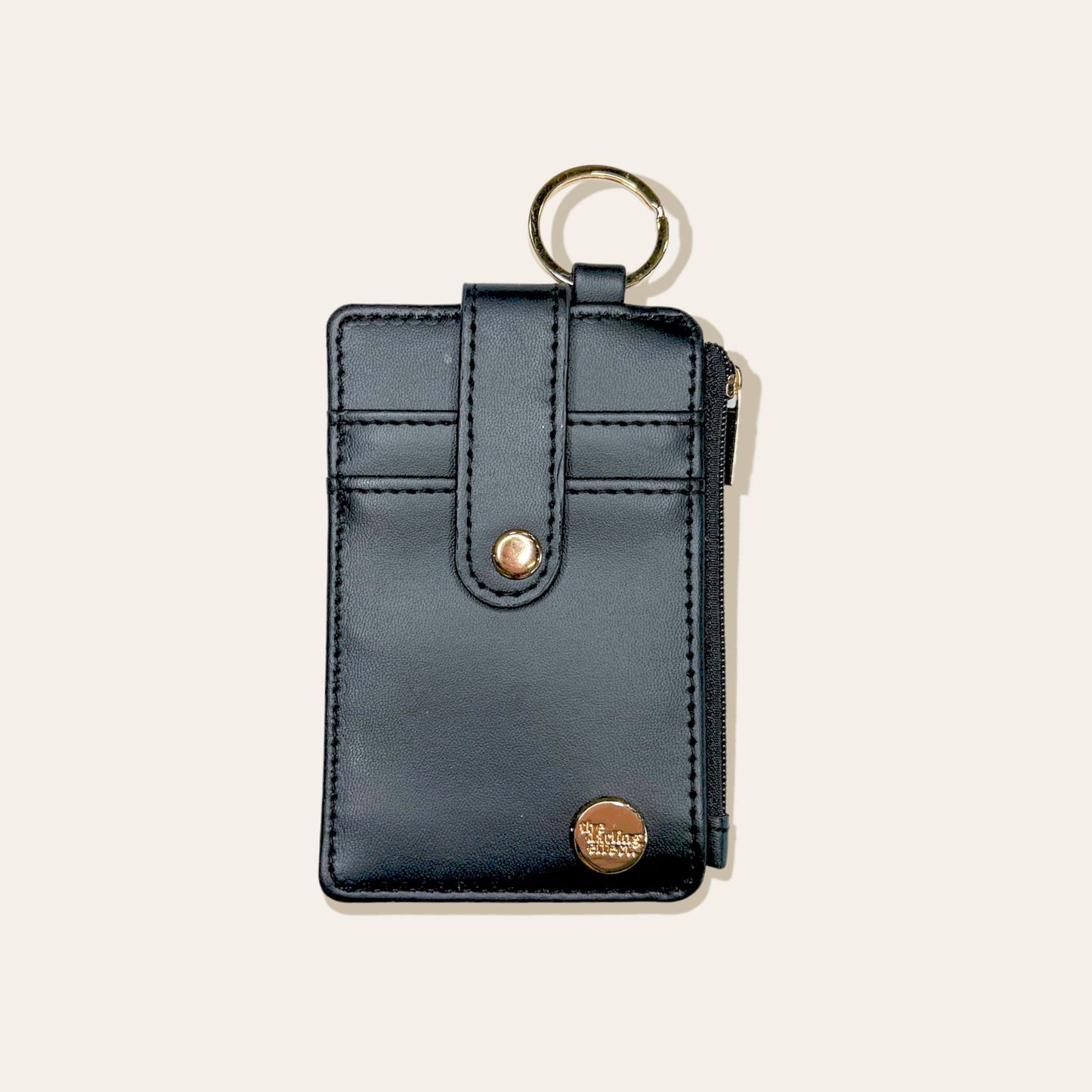 Solid Keychain Card Wallet - Black