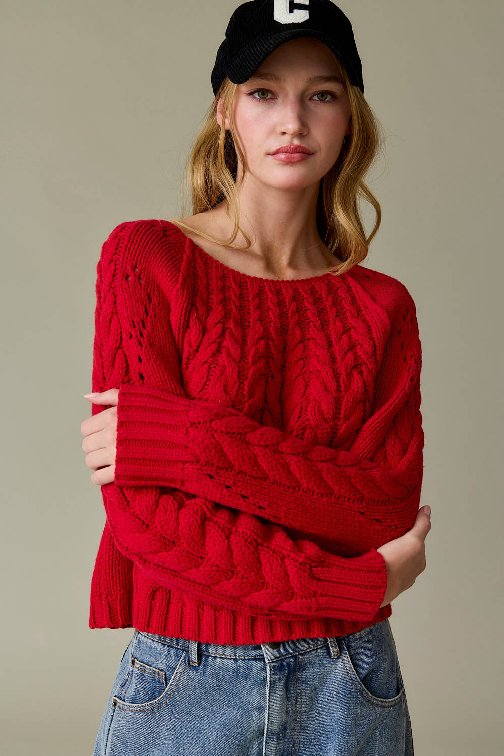 Leah Loose Fit Cable Knit Sweater