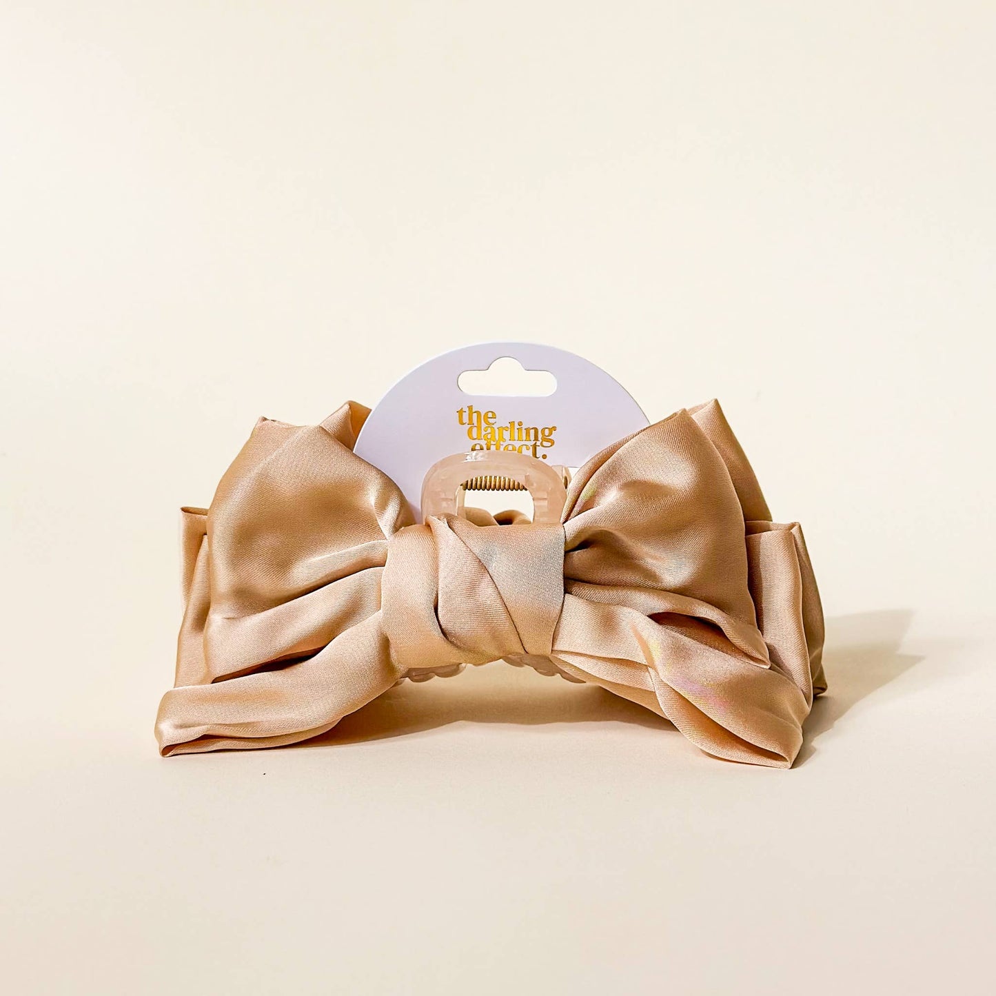 Satin Bow Claw Clip- Beige