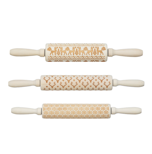 Christmas Carved Rolling Pin